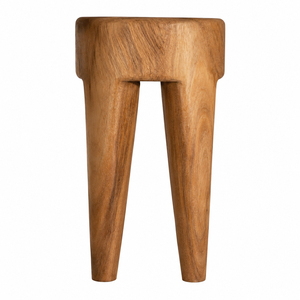 Tabouret Brutaliste en Bois Massif, Meuble de Salon Rustique et Organique Fait Main, Table d'Appoint en Bois de Suar de Qualité Supérieure avec Finition Naturelle - Product Image 2