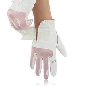 Gant de golf DARIB IMPEX en cuir véritable blanc gaufré avec paume rose, fermeture antidérapante auto-agrippante pour homme, usage sportif - Product Image 4