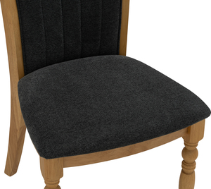 Chaise de salle à manger contemporaine à dossier haut avec tissu capitonné et structure en bois naturel pour cuisine de style farmhouse - Product Image 5