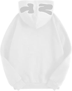 Sudadera con capucha blanca con cremallera, unisex, oversize, de punto, informal, con estampado gráfico frontal 'Never Tired', estilo streetwear de invierno - Product Image 2