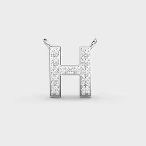 H Letter Moissanite Charm 925 <b>Silver</b> Round Brilliant Cut Pave Setting Unisex Classic Everyday Wear - Product Image 5