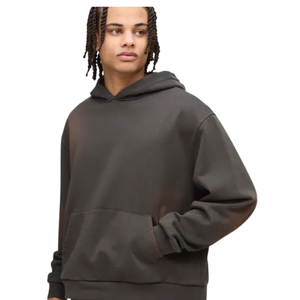 Custom <b>Men</b>’s Minimal Boxy Pullover Hoodie Side Entry <b>Pouch</b> Pocket Drawcord Free Hood Street Fashion Sweatshirt Producer - Product Image 1