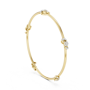 CLASSIC LAB GROWN DIAMOND STIFF KADA BRACELET SET IN 18KT YELLOW <b>GOLD</b> WEDDING ENGAGEMENT PARTY GLAM EVENT DAILY USE FOR WOMEN - Product Image 1