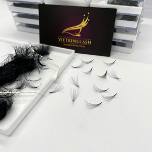 Extensiones de Pestañas al por Mayor: Bandejas de Pestañas 10D Premade Volume Fans de Tallo Corto, Cachemira Negro Mate, Curva C, Grosor 0.07mm - Product Image 2