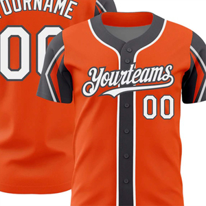 Index Apparel Custom Baseball Jersey Orange Black Sublimated Unisex Adult Short Sleeve Moisture Wicking Team <b>Name</b> Number - Product Image 3