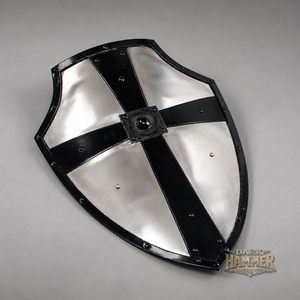 Escudo de Acero Oscuro con Diseño de Cruz, Forma Irregular, Artículo Coleccionable, Escudo de Caballero Medieval Tradicional - Product Image 2