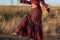 Mini-jupe longue en coton vintage style flamenco |   Robe de danse bohème espagnole à volants, coupe trapèze, taille naturelle, pour femme