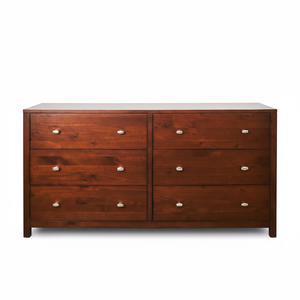 Commode horizontale moderne en pin à 6 tiroirs, couleur café, prix direct usine, fabricant vietnamien, pour chambre à coucher - Product Image 2