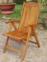 Fauteuil inclinable en bois d'acacia au design vintage moderne avec revêtement en tissu – Prix de gros pour événements et repas