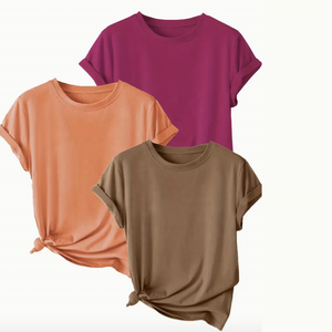 Camiseta con estampado de bendito de talla grande para mujer, camiseta informal de verano y primavera con cuello redondo y manga corta, diseño de moda simple - Product Image 2