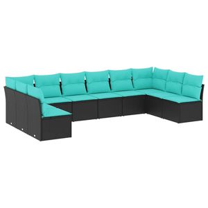 Juego de Sofás de Patio de 10 Piezas en Poliratán Negro con Cojines, Elegante Colección de Muebles para Exteriores - Product Image 2