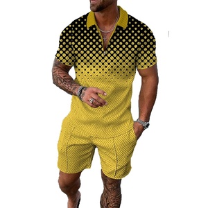 Conjunto Deportivo Casual de 2 Piezas para Hombre, Estampado en 3D, Tela Waffle, Shorts de Playa, Estilo Deportivo Holgado para Verano - Product Image 1