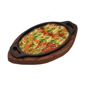 Sartén antiadherente y plato Sizzler en hierro resistente con elegante mango de madera, perfecto para servir platos calientes - Product Image 6