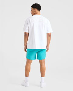 Pantalones Cortos Casuales para Hombre, Color Turquesa Sólido, de Secado Rápido, Cintura Elástica, Corte Medio, Tejido de Poliéster - Product Image 4