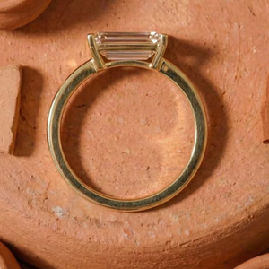 Women's Luxury Half Bezel Setting 2ct Baguette Cut Lab Diamond Solitaire Engagement <b>Ring</b> 14K Gold <b>Rhodium</b> Plated IGI Certified - Product Image 4