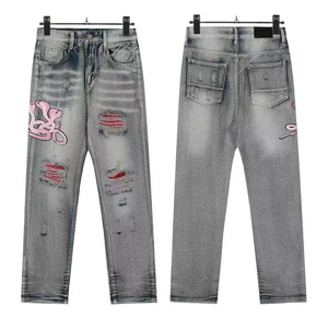 Jeans de Mezclilla con Degradado de Color para Hombre, Corte Ancho, Cintura Alta, Estilo Urbano, Tela de Algodón, para Otoño - Product Image 2