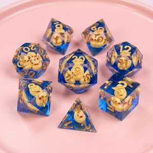 Handmade Resin Duck DnD <b>Dice</b> <b>Set</b> – Sharp Edge Polyhedral RPG <b>Dice</b> Gift - Product Image 2