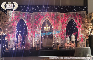 Roman Wedding Stage Laser Cut <b>Backdrop</b> Panels <b>Backdrop</b> Laser Cut Panels for Wedding Stage Setup Designer Metal <b>Backdrop</b> <b>Stands</b> - Product Image 4