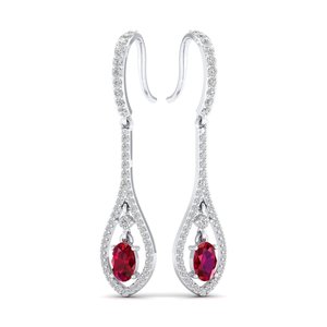 Boucles d'oreilles pendantes REYES en argent sterling 925 avec rubis et moissanite certifiée GRA, bijoux fins pour femmes, prix de gros - Product Image 6