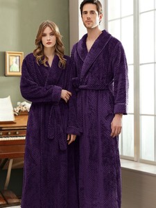 Robe de nuit décontractée épaisse à manches longues pour homme, en flanelle, avec fermeture éclair, pour l'hiver, l'été et le printemps, pour couple - Product Image 2