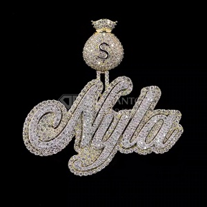 Custom Money Bag Name <b>Pendant</b> 14K <b>Solid</b> <b>Gold</b> Lab Grown Diamond Hip Hop Iced Out Personalized <b>Pendant</b> - Product Image 3