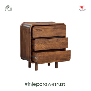 Custom Handmade Solid Wood 3-Drawer Modern Nightstand Premium for Hospitality Hotel Villa Residential Project - Product Image 5