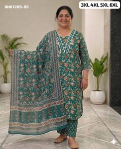 คอลเลคชั่นชุดคุर्ติ-กางเกงขายาวและผ้าคลุมไหล่พิมพ์ลายผ้าฝ้ายคุณภาพสูงแบบพลัสไซส์มาใหม่ ผลิตโดยผู้ผลิตจากเมืองสุราษฎร์ - Product Image 3