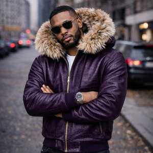 High Quality Casual Winter Fashion Men's Genuine Cow Leather <b>Jacket</b>-<b>Zipper</b> Front Logo Turn-down Collar <b>Pockets</b> Customized Design - Product Image 5