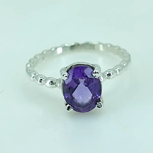 Amethyst <b>Ring</b> 925 Sterling Silver Handmade Promise <b>Ring</b> for Women Sizes 4 to 13 US Natural Stone Cut Bezel Setting for Everyday - Product Image 6
