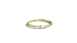 Anillo de Compromiso de Lujo en Oro de 18K con Diamantes Naturales en Forma de Baguette, Ligero, Alargado, con Bisel de Diamantes, Anillos Apilables, Regalo para Mujer - Product Image 1