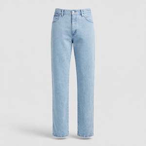 Jean en denim de coton délavé léger, taille haute, coupe droite, coupe classique, style décontracté pour homme, tissu tissé, collection printemps - Product Image 3