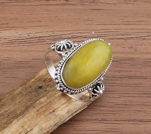 แหวนหยกสีเหลืองธรรมชาติ แหวนเงินแท้ 925 ประดับพลอย แหวนแต่งงานสำหรับผู้หญิงผู้ชาย เครื่องรางเสริมโชคลาภ ขายส่ง - Product Image 6