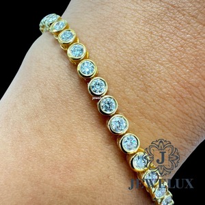 Bracelet Tennis Moissanite Hip Hop Givré Plaqué Or et Argent de Luxe, Fournisseur Indien, Cadeau Unisexe Disponible à Bon Prix - Product Image 2