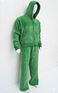 Ensemble de survêtement sportif en coton léger, deux pièces, à capuche, personnalisé, uni, décontracté, pour la salle de sport, la course à pied, pour hommes et femmes - Product Image 2