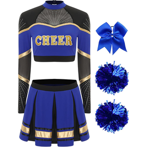 ชุดซับลิเมชั่นสำหรับฝึกซ้อมเชียร์ลีดเดอร์ กระโปรงโพลีเอสเตอร์ ชุดเต้นรำแบบรัดรูป สกรีนชื่อทีมได้ตามสั่ง สำหรับเด็ก น้ำหนัก 220 กรัม - Product Image 4