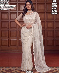 Sari noir brodé Grace pour femmes - Tenue de fête traditionnelle, anti-humidité et infroissable - Product Image 3