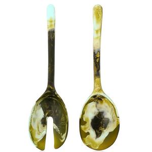 Handmade Modern Design Aqua Blue Swirl Polyresin Eco-Friendly Dishwasher <b>Safe</b> Salad Server Spoon Set Multi-Purpose Stir <b>Tools</b> - Product Image 4