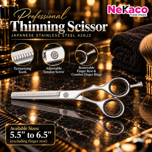 Ciseaux à effiler les cheveux professionnels Nekaco, acier inoxydable japonais 420J2, ciseaux de barbier multicolores, logo personnalisé OEM - Product Image 2