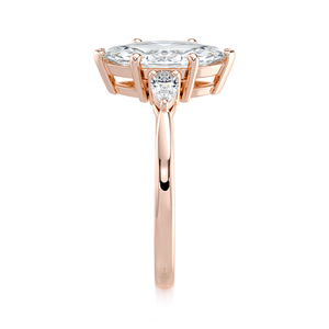 แหวนแต่งงานเพชรทรงมาร์คีส์ 3 เม็ด ทองคำแท้ 14K เพชรเลี้ยงในห้องปฏิบัติการ ประดับเพชรทรงหยดน้ำด้านข้าง ชุบโรเดียมอย่างหรูหรา ได้รับการรับรองจาก IGI - Product Image 6