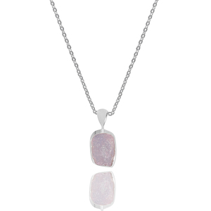 Premium 925 Sterling Silver Classic Unisex Fine Pendant Charm Rose Quartz Gemstone Rough Cut Spring <b>Lock</b> Bezel Setting <b>Cable</b> - Product Image 3