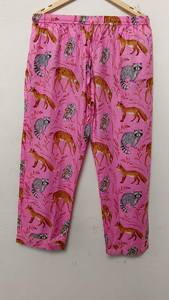 Conjunto de Pijama de Algodón con Estampado Animal Rosa, Tejido, Elegante, Estampado a Mano, Cómodo, de Manga Larga, para Mujer - Product Image 5