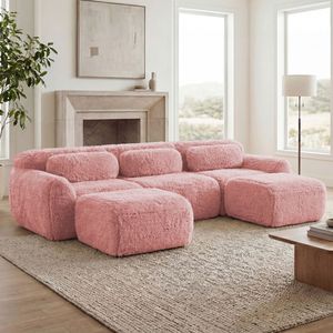Divano Componibile a U con Design Antiscivolo, Base in Spugna ad Alta Densità 32D, Compressione Totale Sottovuoto, per Soggiorno - Product Image 3