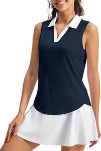 Polo de golf sans manches professionnel pour femme - Débardeur athlétique à col en V - Haut de performance à séchage rapide pour les sports d'été - Product Image 2