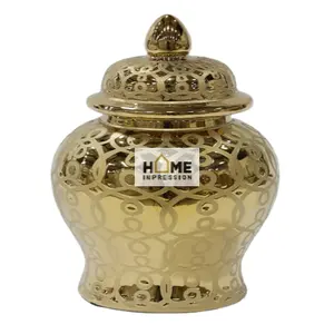 Pots de cuisine de luxe en or et fleurs à usages multiples, table de luxe en or Maline, pots à gingembre
