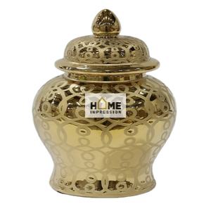 Venta caliente moderna cocina de gran tamaño oro lujo jengibre y flores tarros multiusos oro Maline mesas de lujo tarros de jengibre - Product Image 1