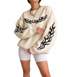 Sweat-shirt unisexe surdimensionné à col rond personnalisé, bleu marine, rose et beige, streetwear, pull décontracté, mode d'hiver - Product Image 3