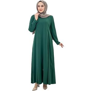ชุดอาบายะห์มุสลิมไซส์ใหญ่สำหรับผู้หญิง ผ้าชีฟองเนื้อนุ่ม ระบายอากาศได้ดี ยาวคลุมเท้า แขนยาว กันยับ ชุดพื้นเมือง ขายส่ง รับผลิตแบบ OEM ODM - Product Image 1
