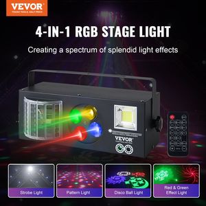 4-in-1 RGB luci stroboscopiche a LED effetti di illuminazione con suono attivato per DJ Club Disco matrimonio compleanno natale-nero - Product Image 2