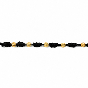 Bracelet en cordon noir plaqué or rhodié 14 carats, perles texturées, réglable, fait main, mignon, minimaliste, unisexe, à porter au quotidien - Product Image 3