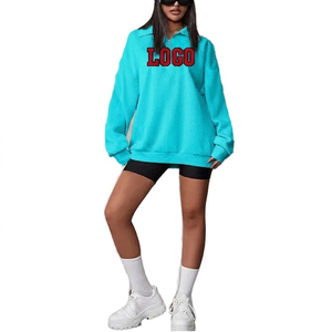 Sudadera Personalizada Extra Grande para Mujer con Cierre de Cremallera, Color Azul Marino, Logotipo Estampado en la Parte Delantera, Manga Larga, Cuello Camisero, para Otoño - Product Image 6